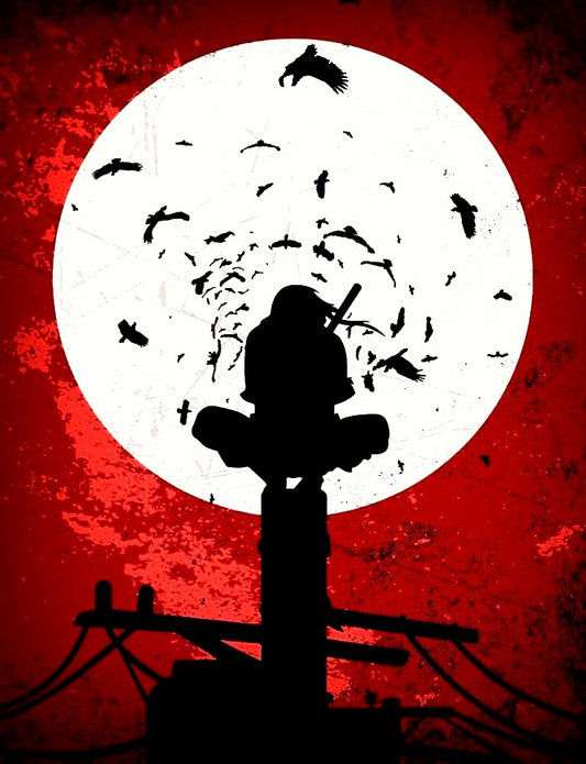 Uchiha Crow Silhouette Poster