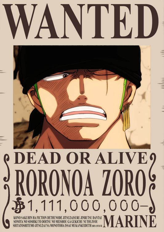 Zoro Wanted Poster